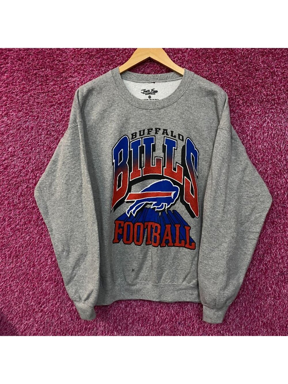 Junk Food Clothing Buffalo Bills Heathered Gray Crewneck Pullover Sweatshirt Med